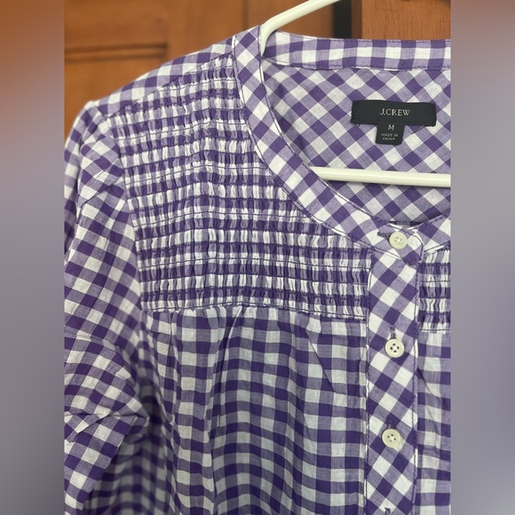 J Crew NEW purple gingham summer top M - Picture 3 of 4
